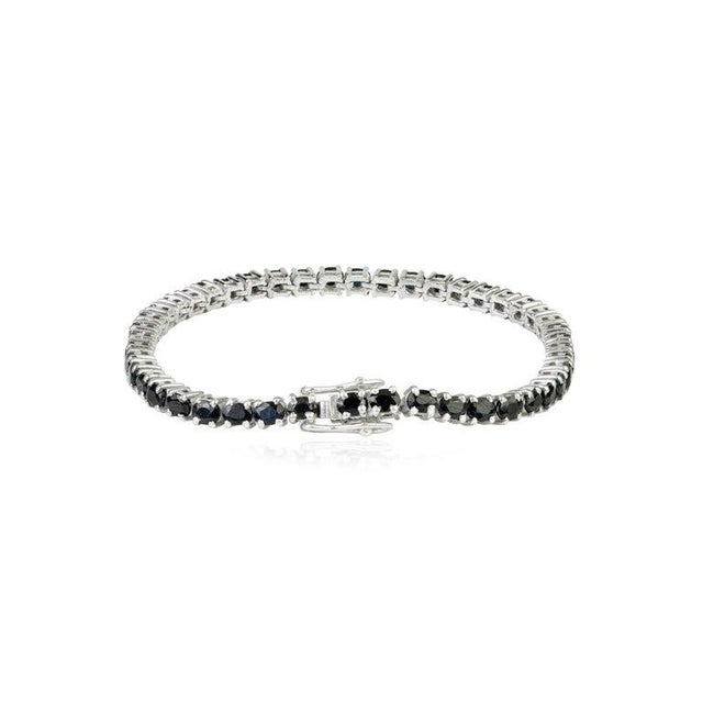 Blue 925 Sterling Silver 11.4 Carat Blue Sapphire Tennis Bracelet- Elegant Fine Jewelry For Sale - Image 8 of 12