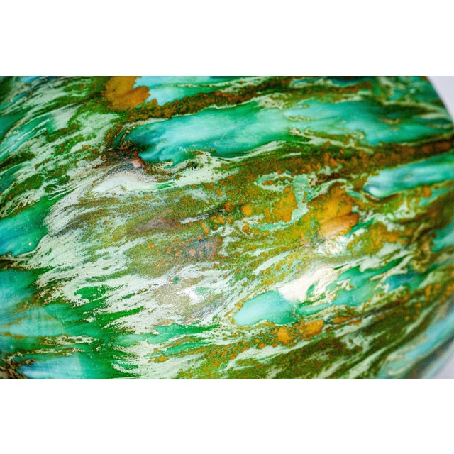 Celadon Groovy Mid Century Modern MCM Unique Drip Glazed Vintage Decorative Green Vase Home Decor Studio Pottery For Sale - Image 8 of 15