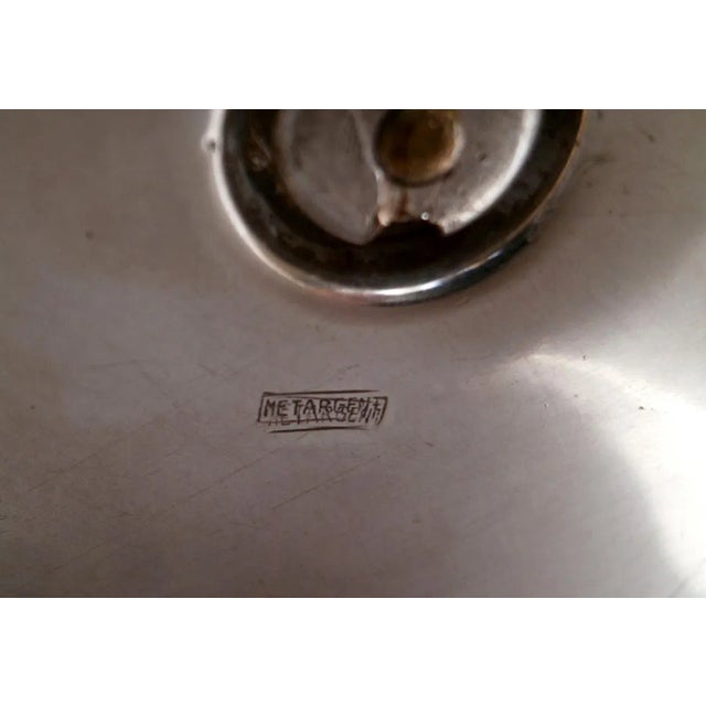 Wood Italian Silvered Metal Candleholder by Arrigo Finzi for Metargent, 1940s For Sale - Image 7 of 8