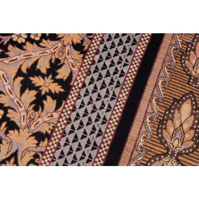 1990s Art Nouveau 1990's Floral Pak-Persian Black/Brown Wool Rug - 9'2'' X 12'2'' For Sale - Image 5 of 9