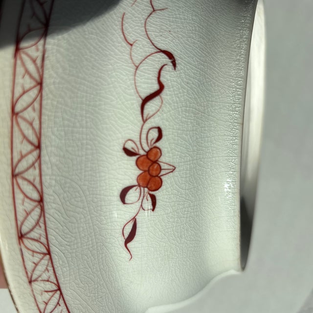 Cream Antique English Hand-Painted Floral Porcelain Bowl With Gilt Rim For Sale - Image 8 of 11