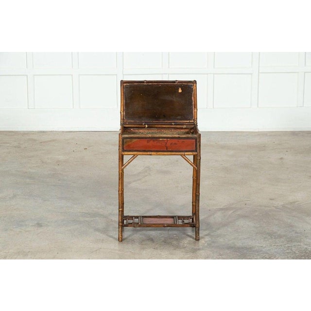 Wood Antique English Bamboo Sewing Side Table, 1910 For Sale - Image 7 of 17