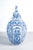 Pair of lidded delftware vases, blue-on-white decoration featuring floral motifs and chinoiserie. Netherlands, late 19th...