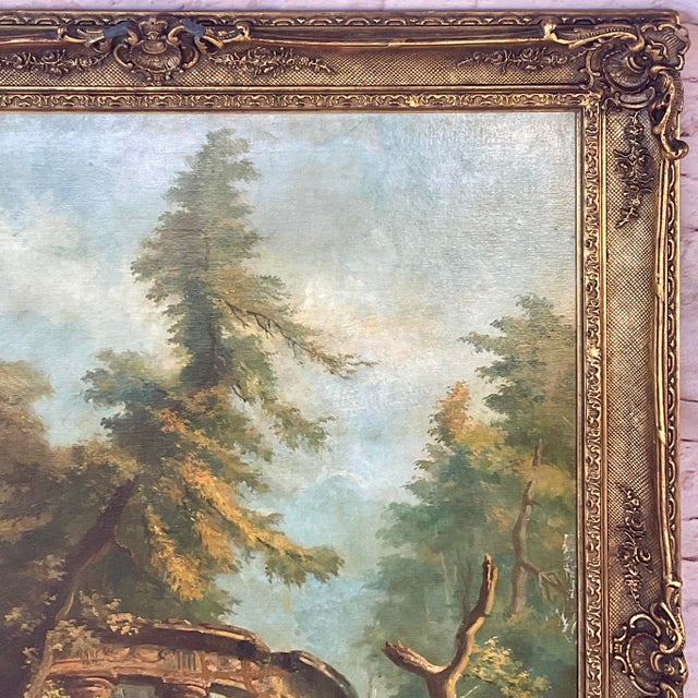 "The Bathing Pool" After Hubert Robert, Oil on Canvas Painting, Framed For Sale In Tampa - Image 6 of 9