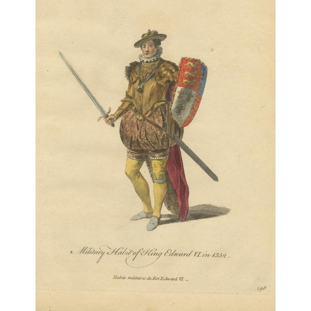 Brown Jefferys, Military Habit of King Edward Vi in 1552, Sword and Shield, Jefferys Plate, 1757, Engraving For Sale - Image 8 of 8