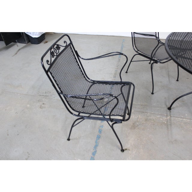 1980s Vintage Woodard Outdoor Iron Table and 4 Chairs For Sale - Image 5 of 13