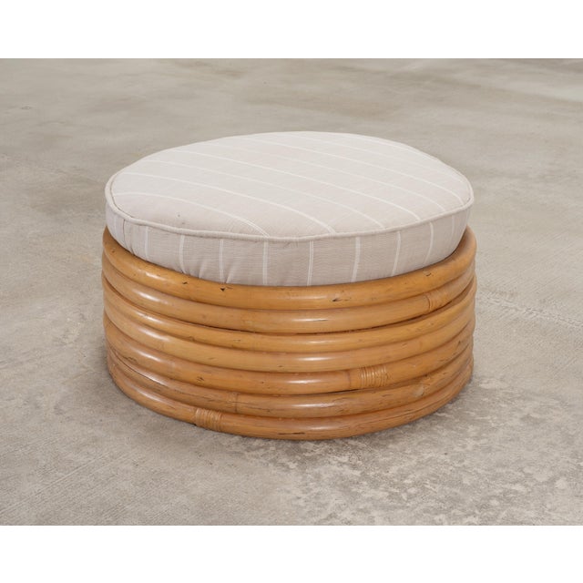 Mid 20th Century Mid-Century 7 Strand Paul Frankl Style Stacked Rattan Ottoman For Sale - Image 5 of 18