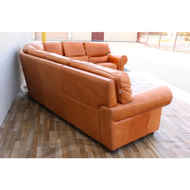 Camel Vintage Gamma Arredamenti Italian Leather Sectional Sofa | Modular Corner Sofa | Cognac Tan Leather | Made in Italy For Sale - Image 8 of 18