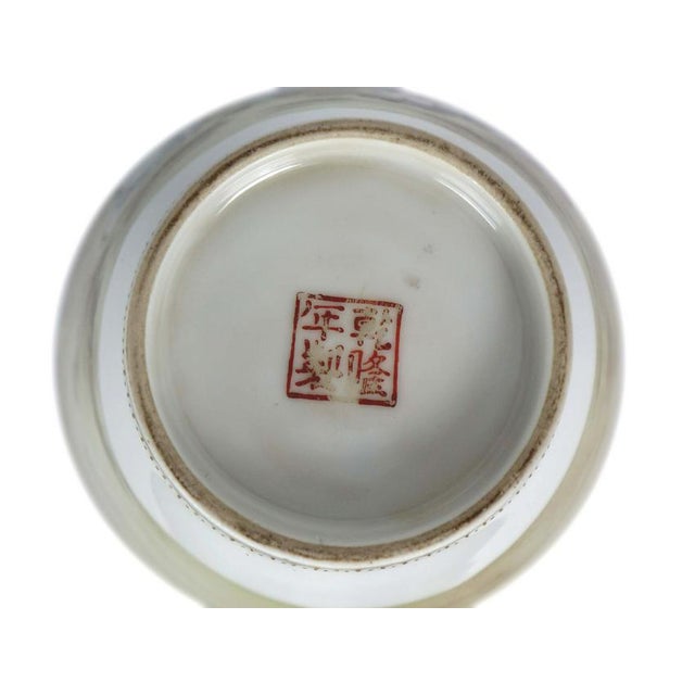 Ceramic Antique Chinese Porcelain Vase With Calligraphy & Figural Scene For Sale - Image 7 of 8