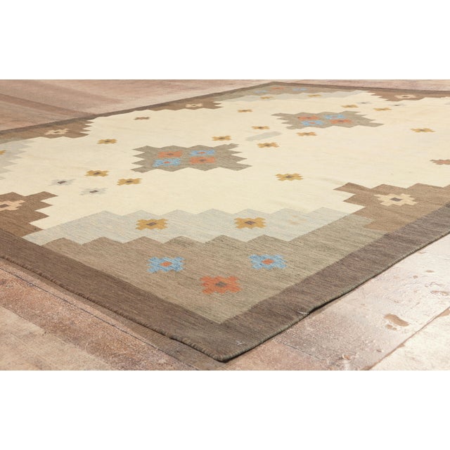 Beige Vintage Indian Kilim Rug, 07'11 X 09'11 For Sale - Image 8 of 10