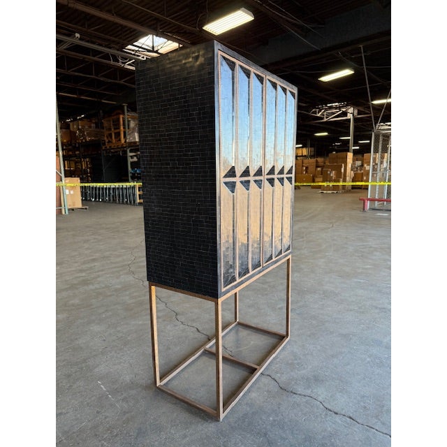 Global Views Global Views Horn Inlay Bar Cabinet Black/Antique Brass For Sale - Image 4 of 16