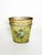 A charming antique decorative basket made of painted sheet metal, featuring a golden-yellow patina with an aged finish and...