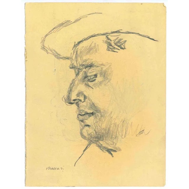 The Profile is an Original Drawing in pencil on creamy-colored paper realized by Mino Maccari in the mid-20th century....