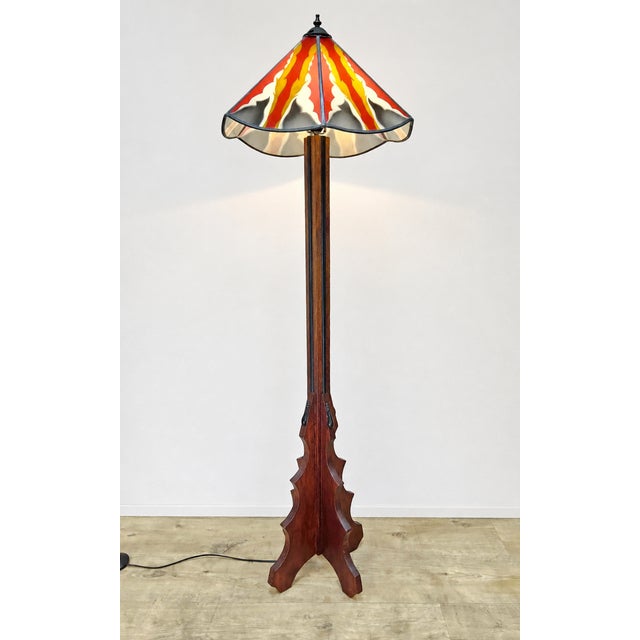 Amsterdam School Stained Glass Floor Light, 1920s For Sale - Image 3 of 18