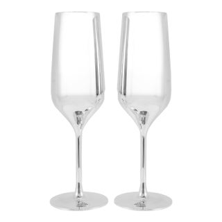 Maybach by Robbe & Berking Pair of Silver Plated Champagne Flute For Sale