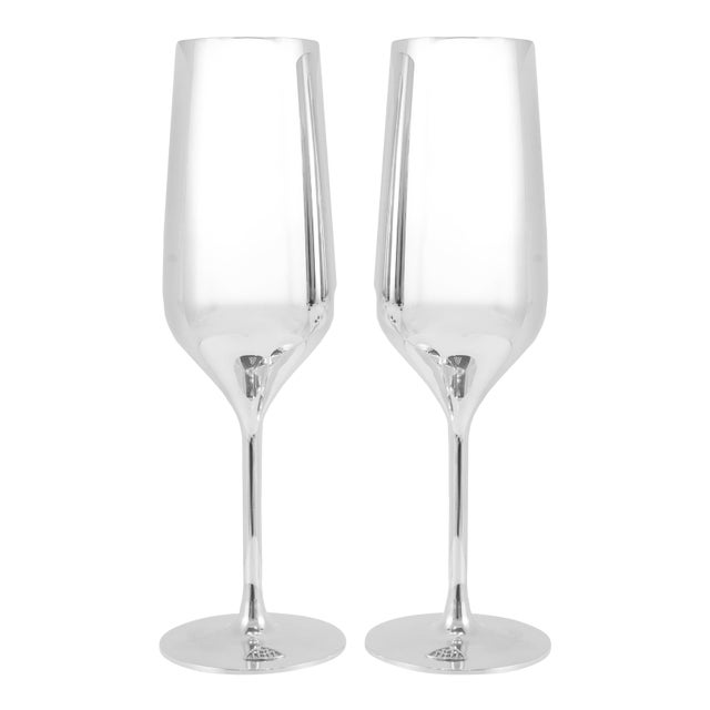 Maybach by Robbe & Berking Pair of Silver Plated Champagne Flute For Sale