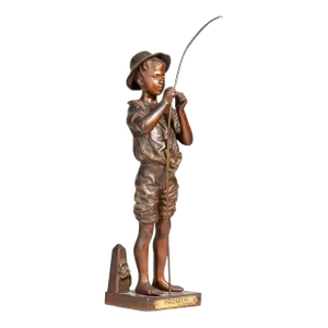 1890s Belle Époque Bronze Sculpture of a Young Fisherman 'Pêcheur' by the Sculptor Adolphe-Jean Lavergne, France