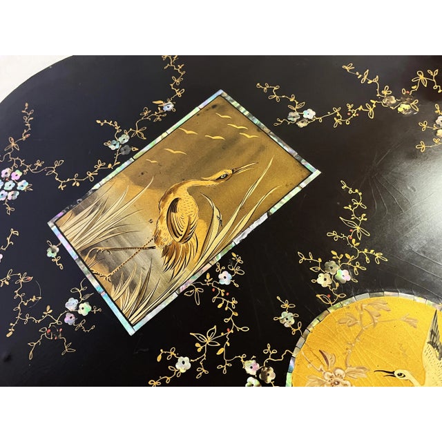 Early 20th Century Papier Mâché Decorative Wall Plaque With Mother-Of-Pearl Inlay For Sale In West Palm - Image 6 of 13