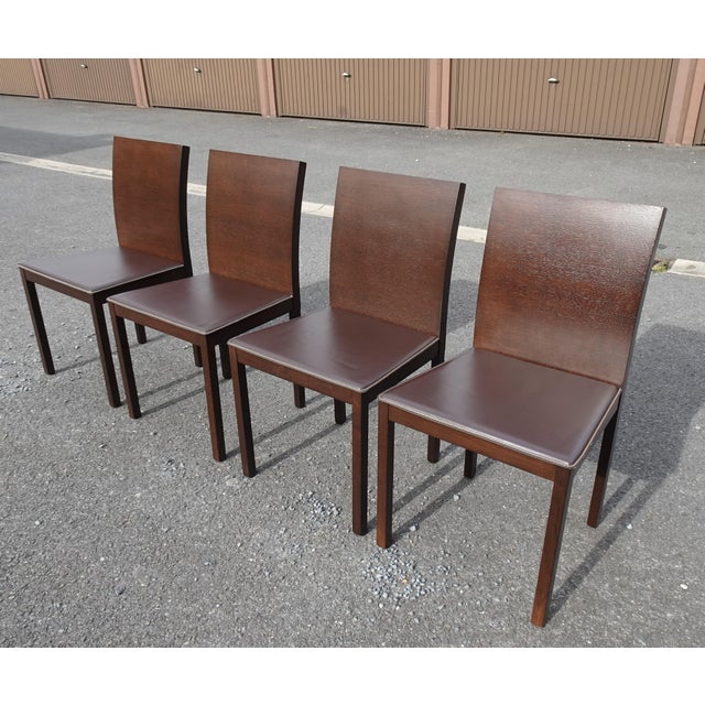 Modern Italian Chairs with Leather Seats by Cecotti F., 1990s, Set of 4 For Sale - Image 4 of 18