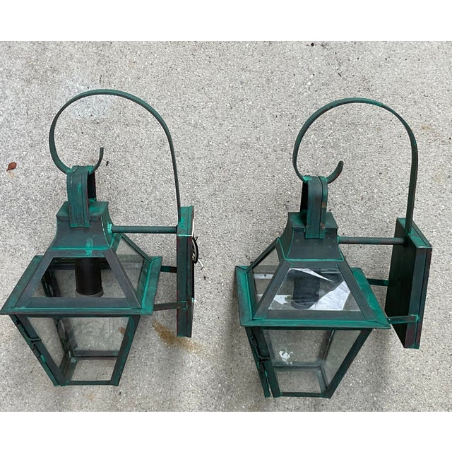 Turquoise High-End Solid Copper Outdoor Lanterns Made in Usa For Sale - Image 8 of 15