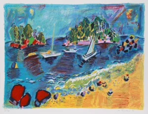 Wayne Ensrud, Leaving Port, Lithograph
