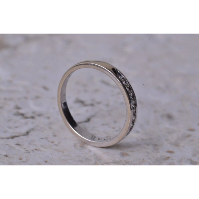 1990s The Stack: Vintage 14K White Gold Channel Set Diamond Stack-able Band For Sale - Image 5 of 8
