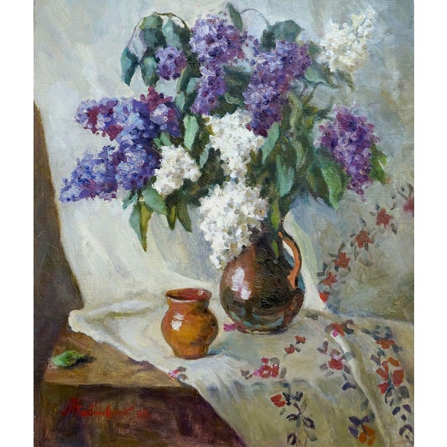 1990s Oil Painting Lilac Zhabinsky Leonid Andreevich For Sale