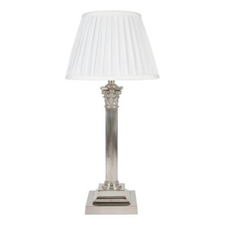 Silver-Plated Column Table Lamp, 1960s For Sale