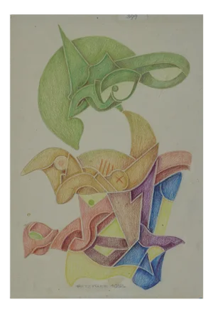 Fritz Klee, Abstract Composition, Germany, 1955, Drawing