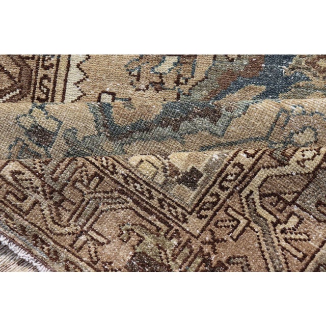 Early 20th Century Antique Persian Malayer Runner With Geometric Medallion Design in Blue and Tan For Sale - Image 10 of 11