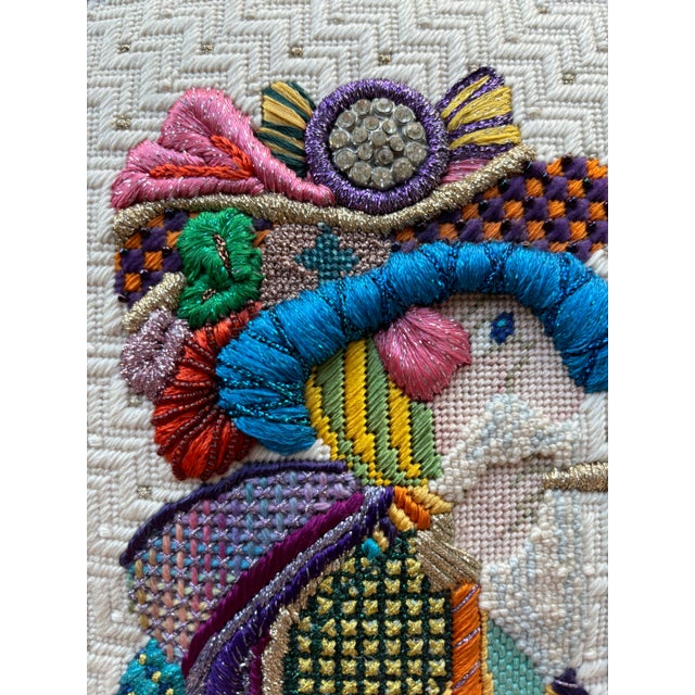 Figurative 1999 Whimsical Handmade Folk Art Pillow For Sale - Image 3 of 15