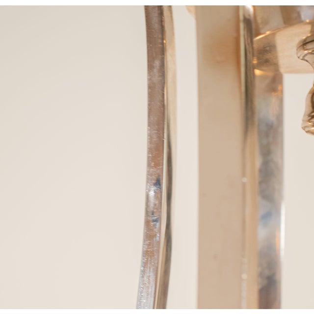 Pair of Mid-Century Italian Chrome and Wood Chandeliers For Sale - Image 10 of 12