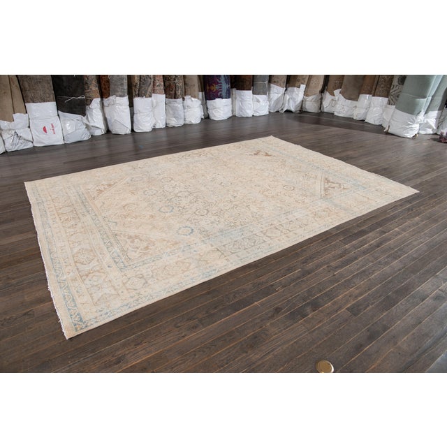 8 X 12 Beige Antique Persian Mahal Wool Rug With Allover Design For Sale In New York - Image 6 of 10
