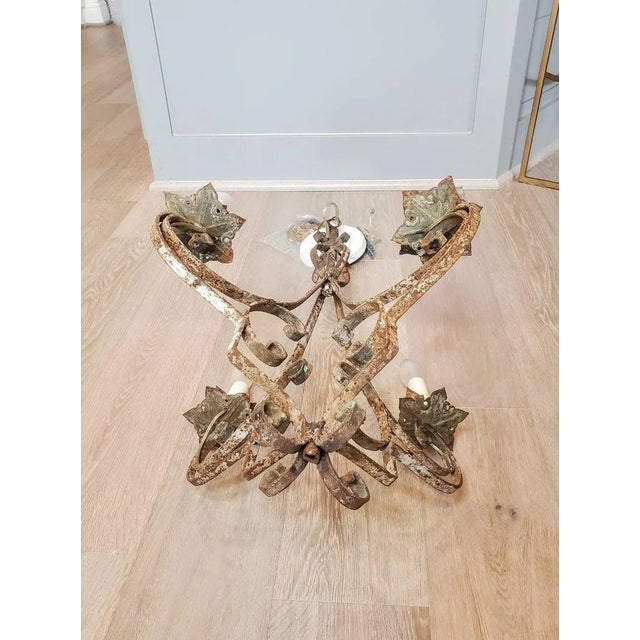 Antique Egyptian Wrought Iron Electrified Chandelier For Sale - Image 10 of 11