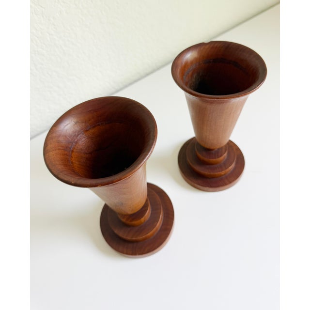 Art Deco 1930s Art Deco Treen Vases, a Pair For Sale - Image 3 of 10