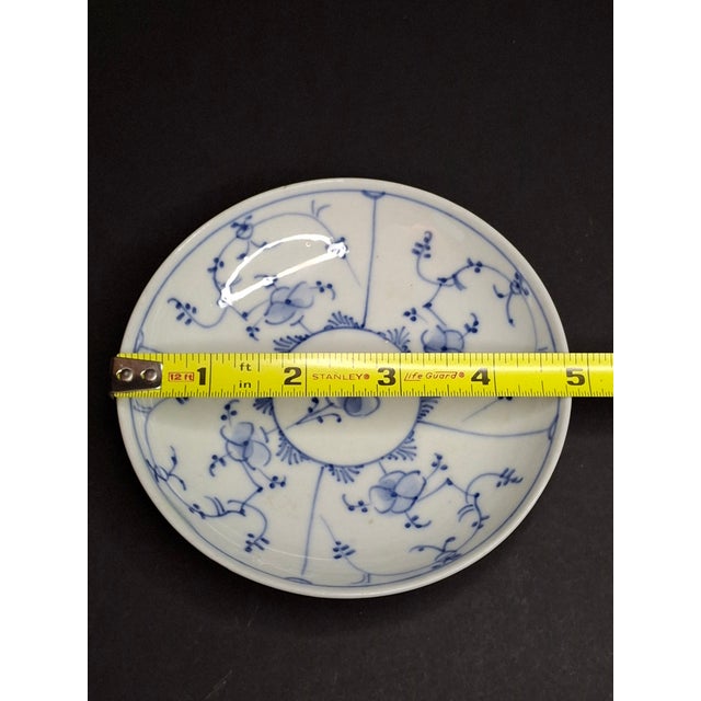 Antique Royal Copenhagen Blue Fluted Tea Bowl Saucer Late 18th Century 3 Waves Mark For Sale - Image 9 of 10