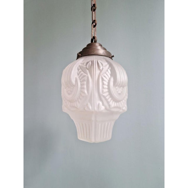 Art Deco Pendant Light in Frosted Clear Glass, 1920s-1930s For Sale - Image 18 of 18