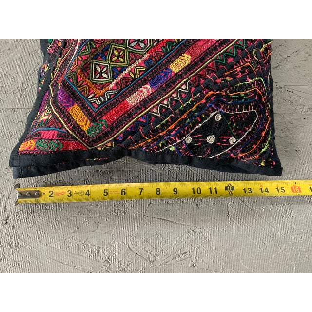 Vintage Pakistani Sindhi Patchwork Cushion Covers Set 4 Boho Tribal Embroidered For Sale - Image 9 of 12
