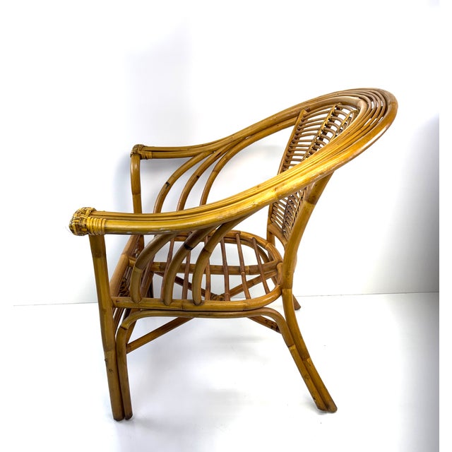 Vintage Bent Bamboo & Rattan Lounge Chair in the Style of Franco Albini For Sale - Image 13 of 13