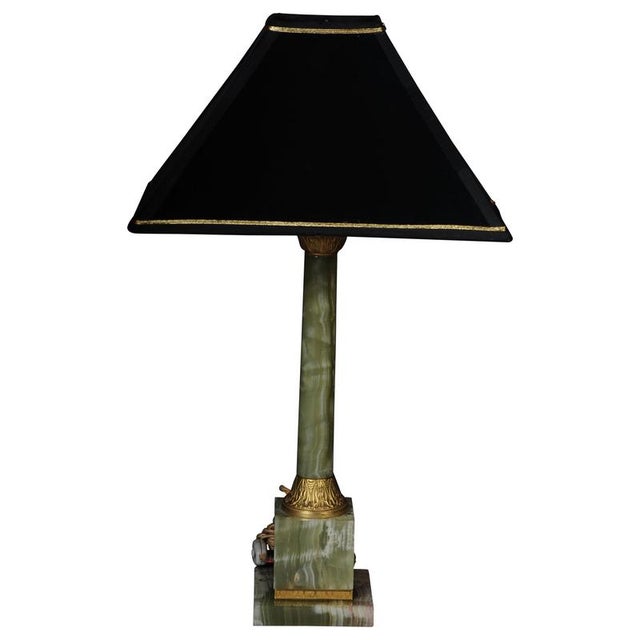 20th Century Classicist Onyx and Brass Table Lamp For Sale - Image 12 of 12