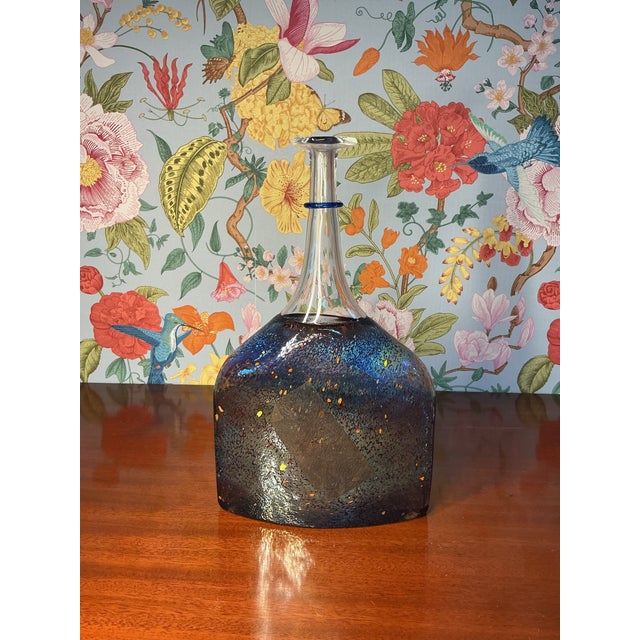 Kosta Boda art glass vase with bold sculptural form and vibrant hand-crafted detailing. Minor wear consistent with age; a...