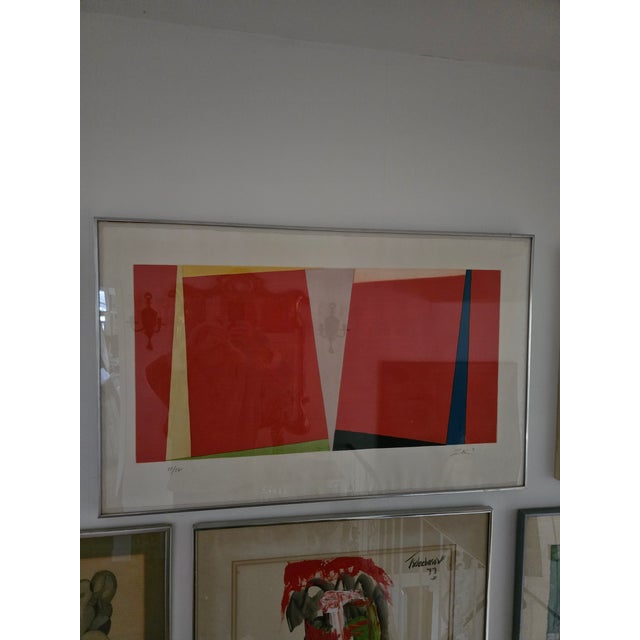 1970s Vintage Mid Century Modern Signed Abstract Lithograph For Sale - Image 5 of 7