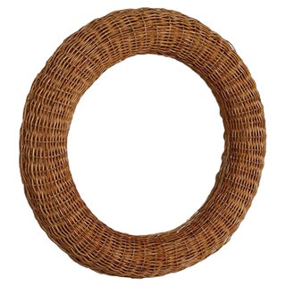 Mid-Century Bamboo and Rattan Mirror For Sale