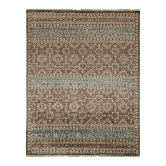 Rug & Kilim’s Classic Style Rug in Gold, Red and Blue Geometric Pattern For Sale