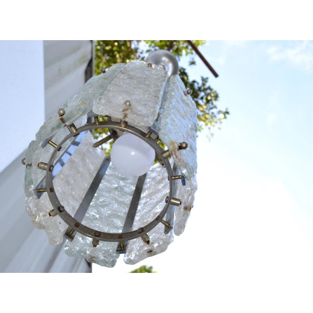 Kalmar Ice Chandelier Chrome & Crystal Glass Panels Mid-Century Modern Austria For Sale - Image 9 of 13