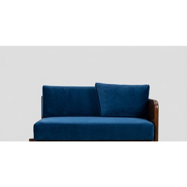 Austrian Art Deco Sofa in Deep Blue Velvet, 1930s For Sale - Image 3 of 4