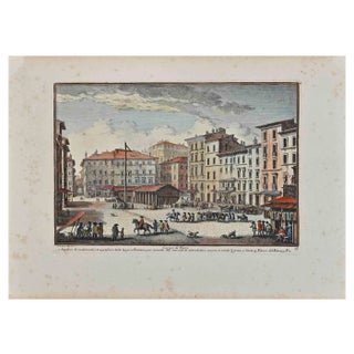 Giuseppe Vasi, Campo di Fiori, Original Etching, 18th-Century For Sale
