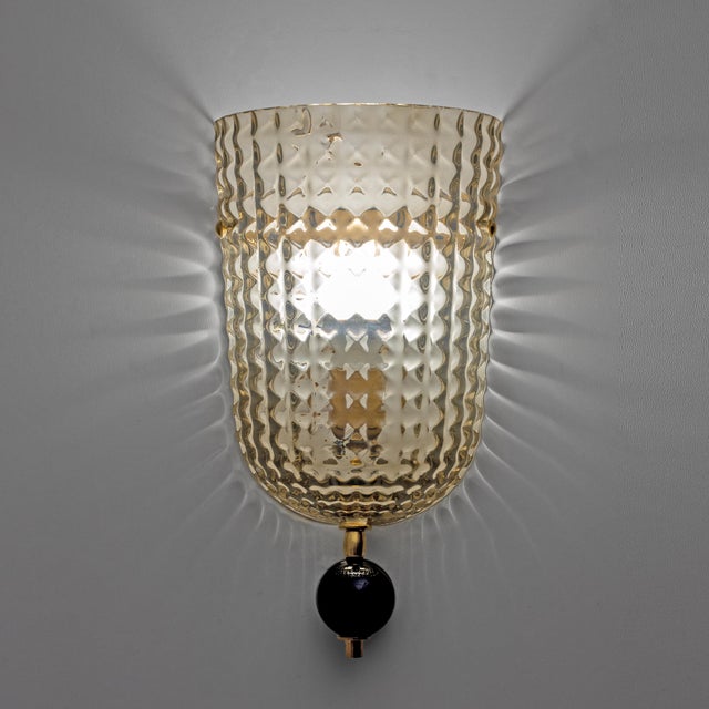 Modern Twisted Smoked Murano Glass Sconces in the style of Barovier & Toso, 2000, Set of 2 For Sale - Image 4 of 10