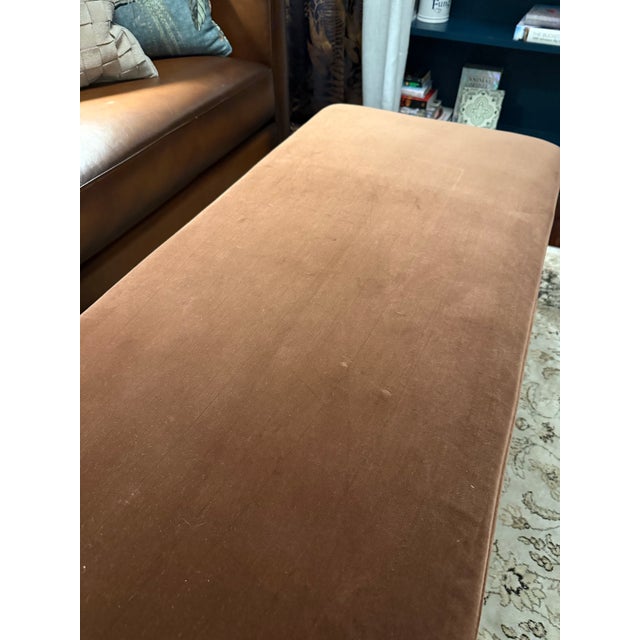 Art Deco 1990s Terracotta Velvet Bench For Sale - Image 3 of 3