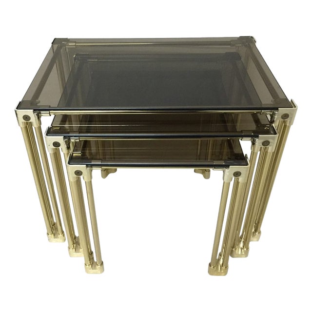 Golden Nesting Side Tables, 1960s, Set of 3 For Sale
